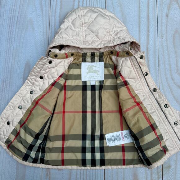 Burberry Baby Girls Size 18M Quilted Removeable Hood Jacket Light Pink - Picture 8 of 10